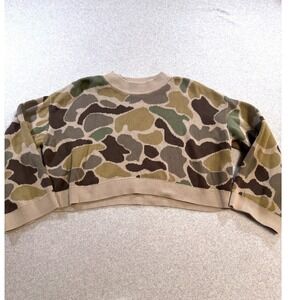 Vans Camo Knit Sweater Womens Medium Cropped Boxy Fit Streetwear Skater Pullover